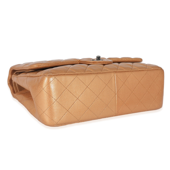 Chanel Gold Metallic Caviar Jumbo Double Flap Handbag - Picture 3 of 8